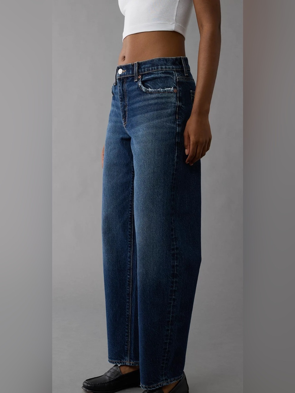 American Eagle Outfitters Stretch Barrel Baggy Medium Blue Wash Women’s Size 14 - Picture 3 of 10